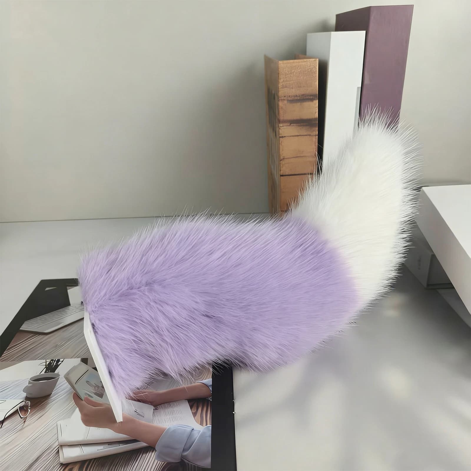 Remote Control Electric Car Tail Rechargeable Cute Fuzzy Wagging Moving Tail for Auto Trunk Charm Cosplay Accessory