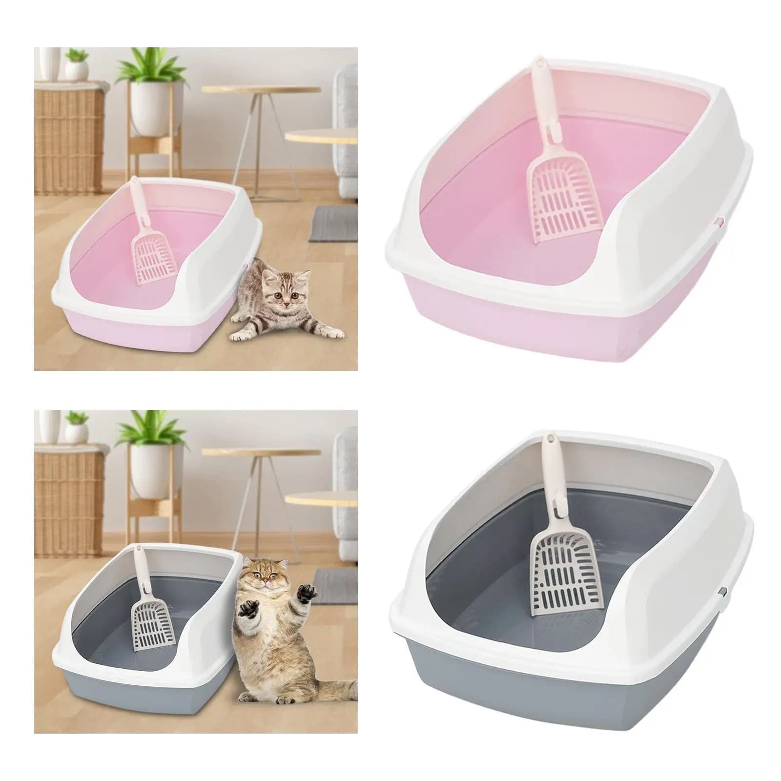 Open Cats Litter Box Potty Toilet Container Deep Pets Pan Loo Litter Tray for Bunny Indoor Crate Small and Medium Dogs Kitty