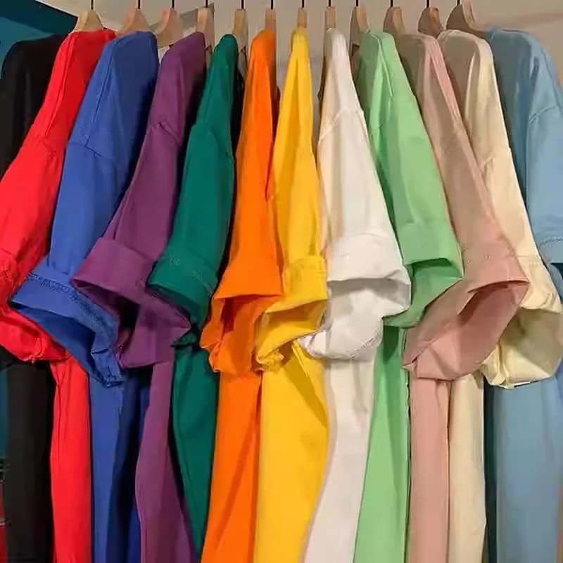 Summer Pure Cotton Short Sleeve round Neck T-Shirt Loose Fit Color Retro American Style for Students And Youth Couples