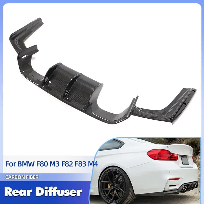 Car Rear Bumper Diffuser Lip Spoiler Full Carbon Fiber for BMW F80 M3 F82 F83 M4 2014-2019 Racing Rear Apron Lip Body Kit
