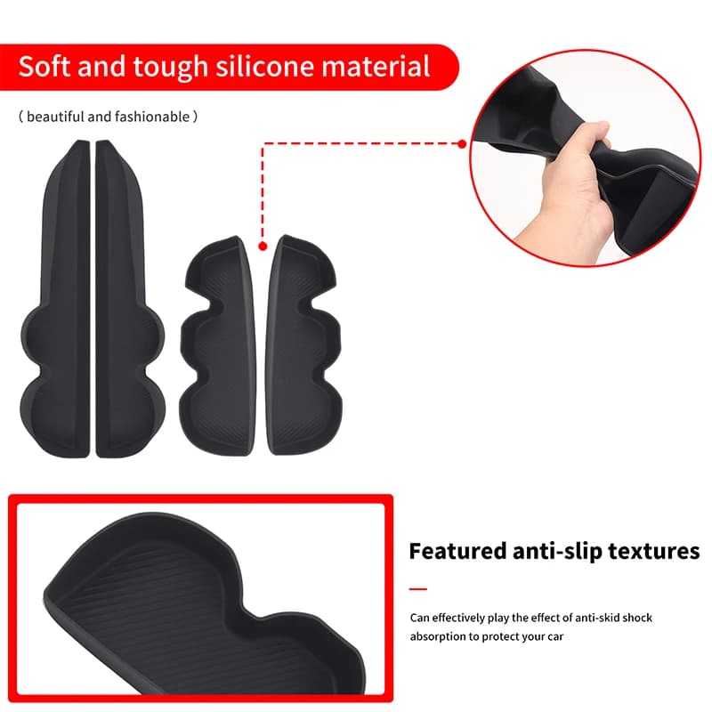 For Toyota 2016 2017 2018 2019 2020 2021 2023 Tacoma Car Door Storage Slot Silicone Mats Interior Protective Accessories