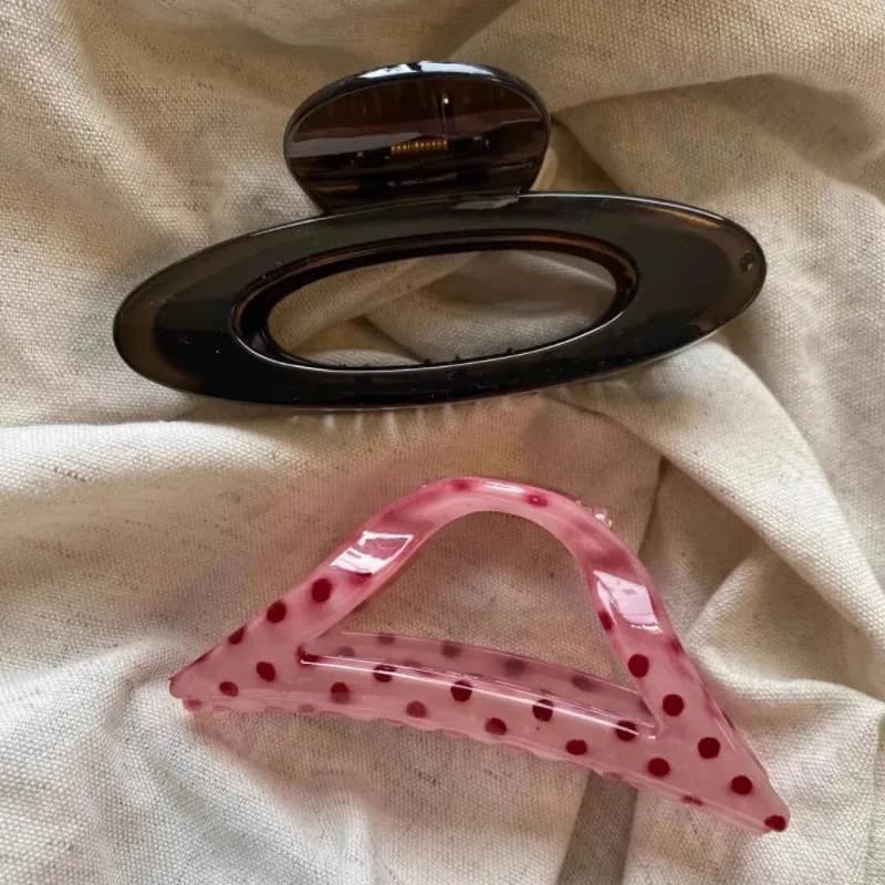 Set di artigli per capelli alla moda da 1 pezzo: clip a triangolo con pois e forme ovali, eleganti accessori per capelli in acrilico per le donne