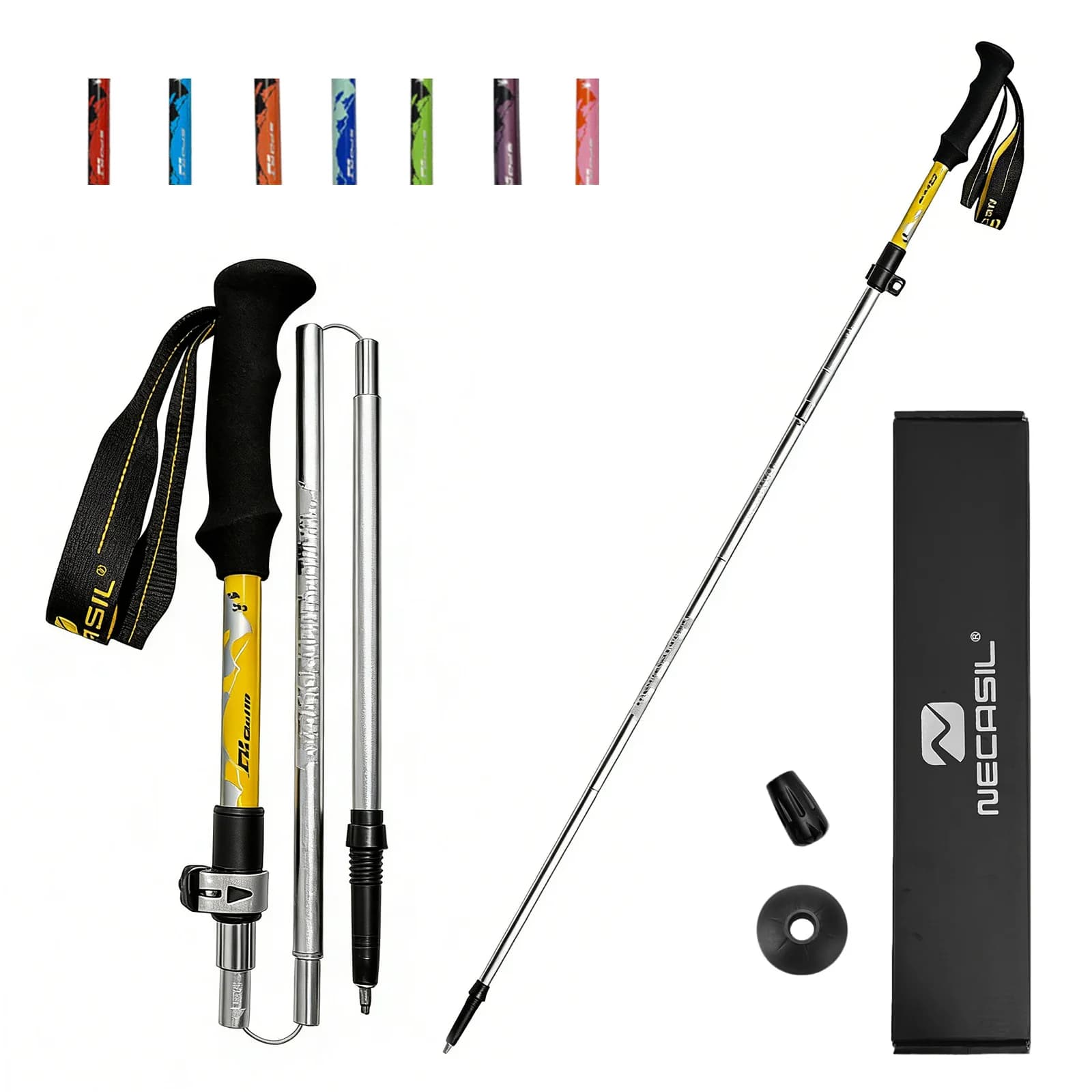 Foldable Ultralight Trekking Stick, 1 Piece, Aluminum Portable Hiking Stick, Telescopic Stick for Camping and Open Walks