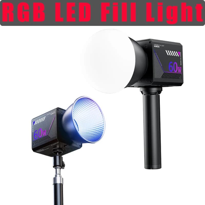 Luce Video RGB 60W Portatile LED per Studio Fotografico con Batteria Ricaricabile 10000mAh per Vlog, Streaming, Foto e Illuminazione