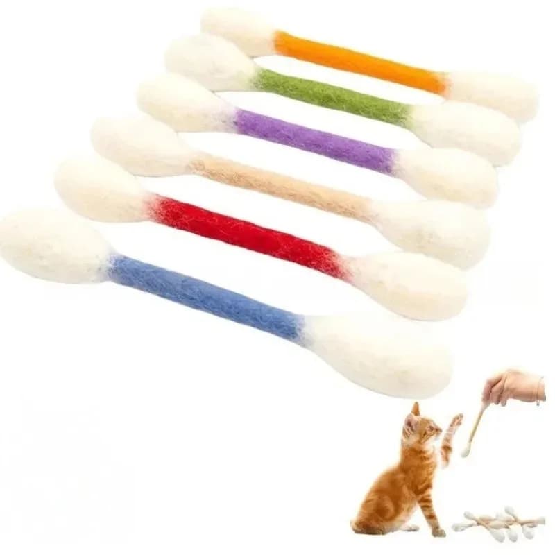 6 Pezzi Giocattolo Creativo Gigante a Forma di Bastoncino di Cotone con Erba Gatta per Gattini, Bastoncino Durevole per Mordere e Pulire i Denti, Corda per la Pulizia e la Masticazione
