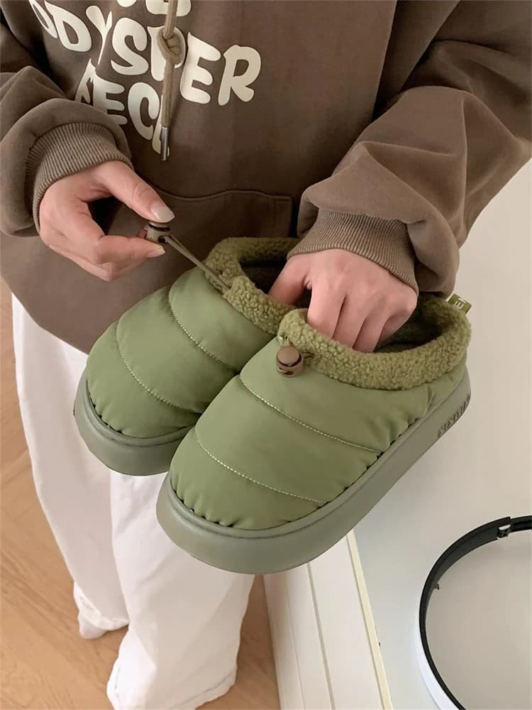 Winter Slippers Cotton Lining with Pile Lining, Anti-slip, Casual, for Home, Man and Woman, Fashion with Decorative Node