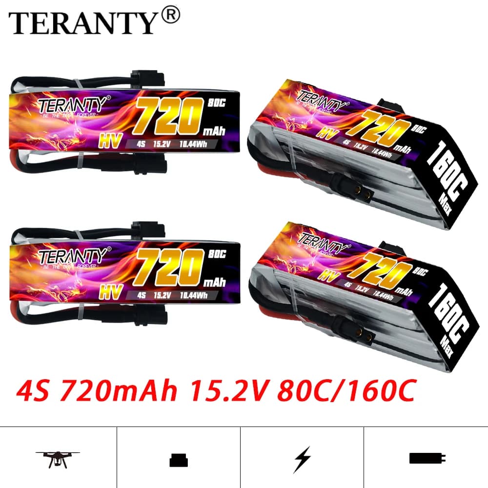GAONENG GNB 720mAh 4S 15.2V HV Lipo Batteria XT30U-F Spina 100C/200C per RC Tinywhoop FPV Kit Telaio Racing DRONE