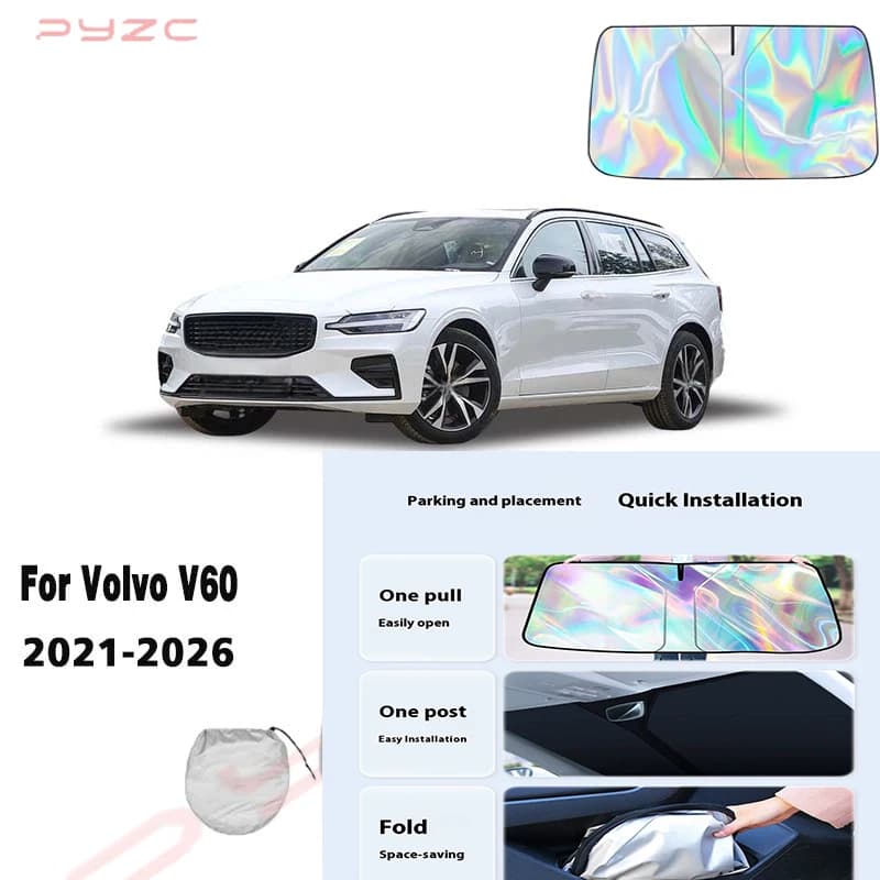For Volvo V60 2021-2026 Car Windshield Sunshade Cover Front Window Sun Shade Visor Auto Interior UV Protection