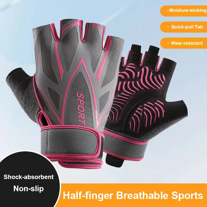 Fitness Gloves for Gym and Cycling, Summer, Unisex, with Powder Support, Weight Lifting Gloves, Anti-slip, Breathable, for Training