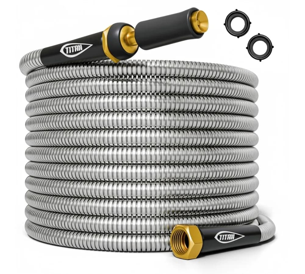 15-foot stainless steel garden pipe, flexible, lightweight, durable, high pressure, 500 PSI for home owners professionals