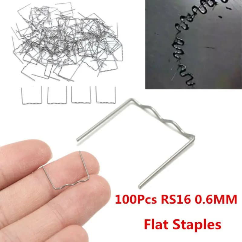 /100pcs /RS16 /0.6mm Flat Stainless Steel Staples For Hot Stapler Weld Torch Car Auto Bumper Crack Repair Kit Automotive Tools