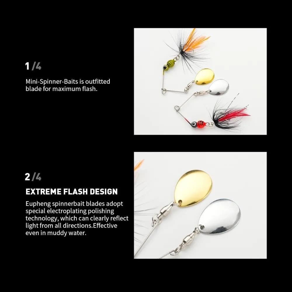 5pcs/Box Lure Set 80mm 7g Spinner Lure Metal Feather Micro-root Simulate Fishing Bait Tweeter Design Swing Bait Freshwater Use