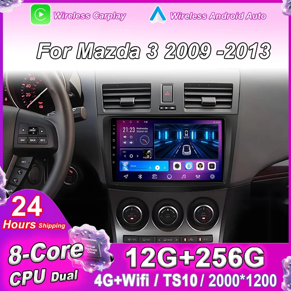 Autoradio Per Mazda 3 2009 2010 2011 2012 2013 Android 15 Auto Lettore Multimediale 4G di Navigazione GPS Carplay NO 2DIN DVD Unità Principale