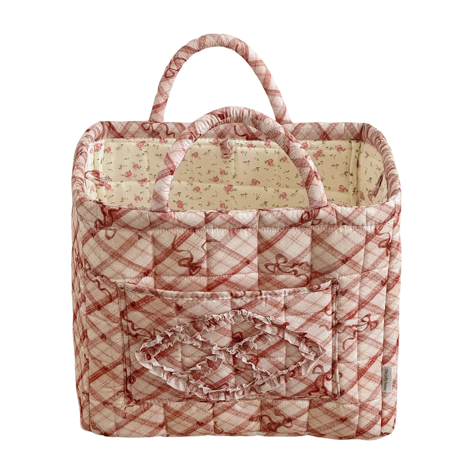 Cotton Boho Tote Organizer with Handles Portable Storage Bag Large Capacity Laundry Hamper for Daily Travel Work