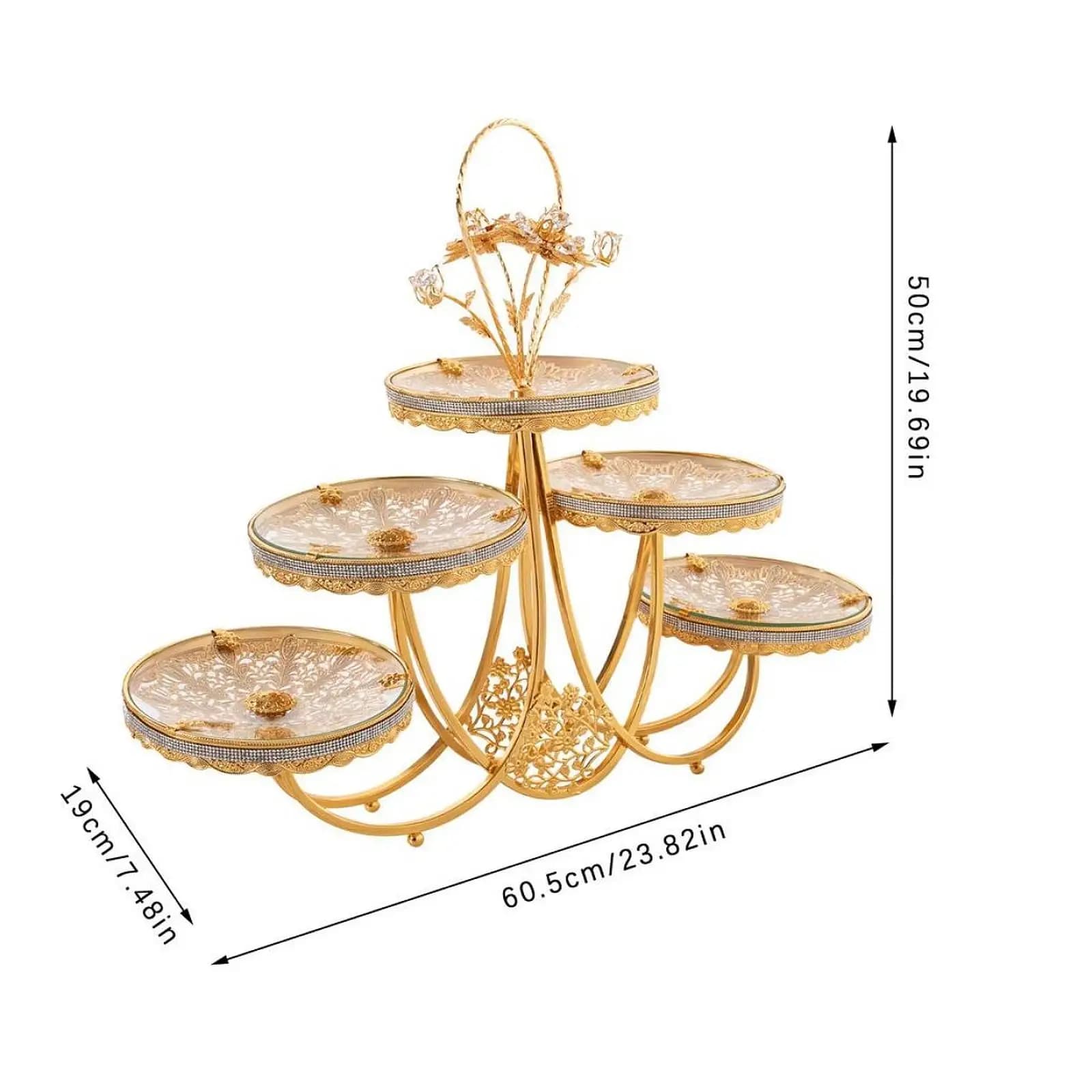 Vassoio di Servizio a 5 Livelli, Piatto Multifunzione Europeo per Snack, Decorazione per Bancone Matrimoni, Cucina, Feste, Piatto Decorativo per Frutta Secca e Caramelle