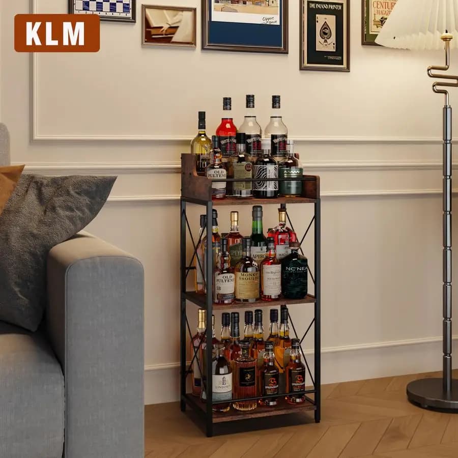 Exhibitor for Bottles of Liquori, Organizer for Syrups of Coffee, Bottle Holder for 3 Levels, Mini Bar, Retro Support for Frusta