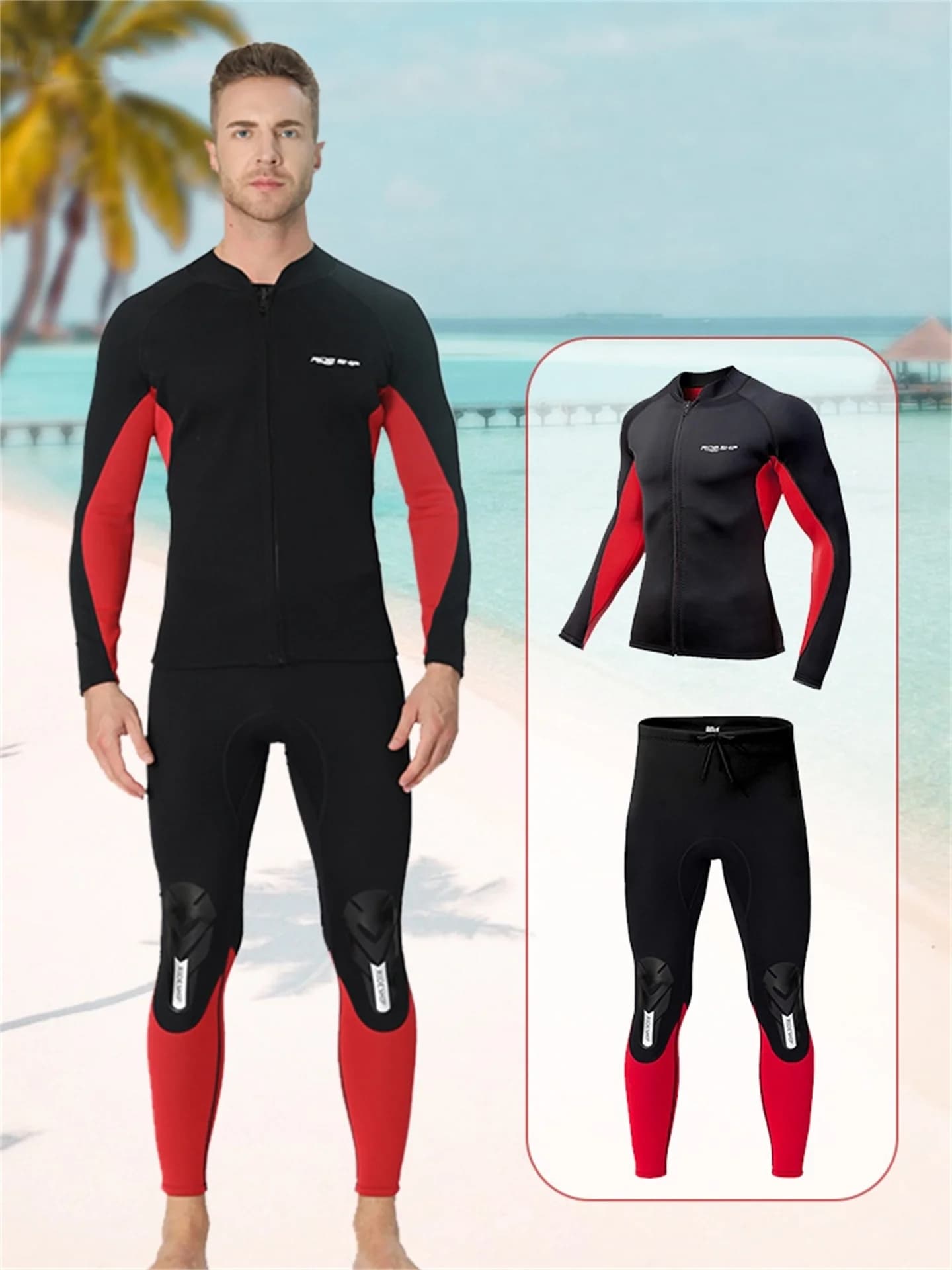 1.5 mm neoprene Mute Top and men's sub trousers 2 pieces Separate set Snorkeling Surf Winter thermal bath costume deep