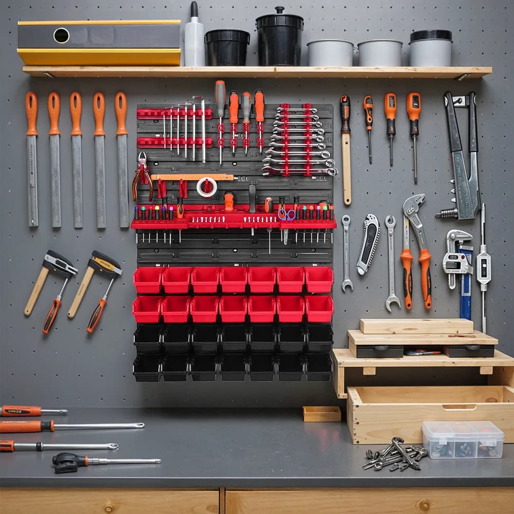 Tools Wall Storage Shelf Tools Organizer 28 Stacking Boxes Storage System Extra Strong Wall Plate for Wrench Screwdriver