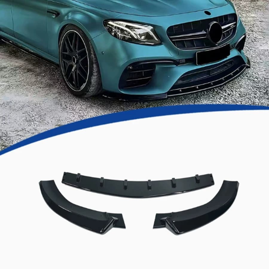 For Mercedes Benz E Class W213 E63 2016-2020 Bright Black Car Front Bumper Lip glossy black Front lip Diffuser Front Spoiler