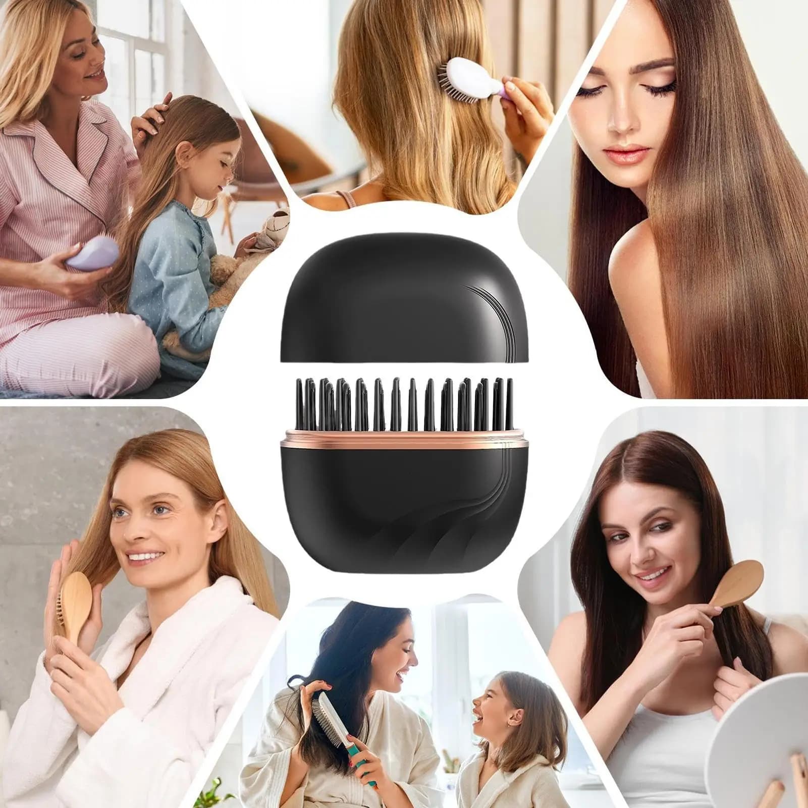 Spazzola Lisciante per Capelli Ricaricabile Senza Fili, Mini Portatile con Ricarica USB, Anti-Scottatura, Strumento di Styling per Casa e Viaggio