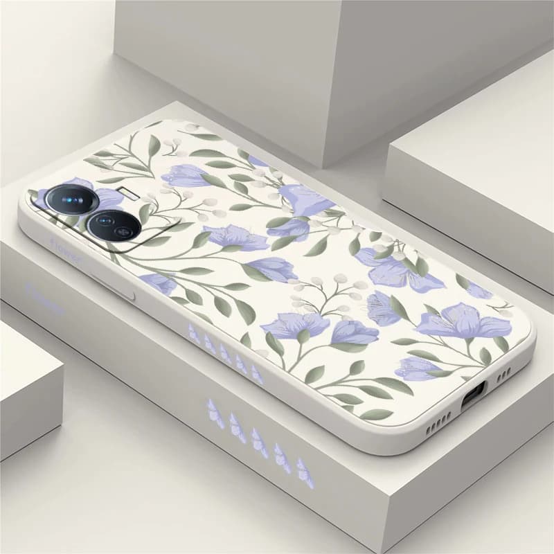 Custodia per telefono con fiori in silicone per Vivo Y400 5G Y100 Y200 Y72 Y53S Y35 Y33S Y31 Y52 Y51 Y39 Y29 Y27 Custodia morbida antiurto per paraurti