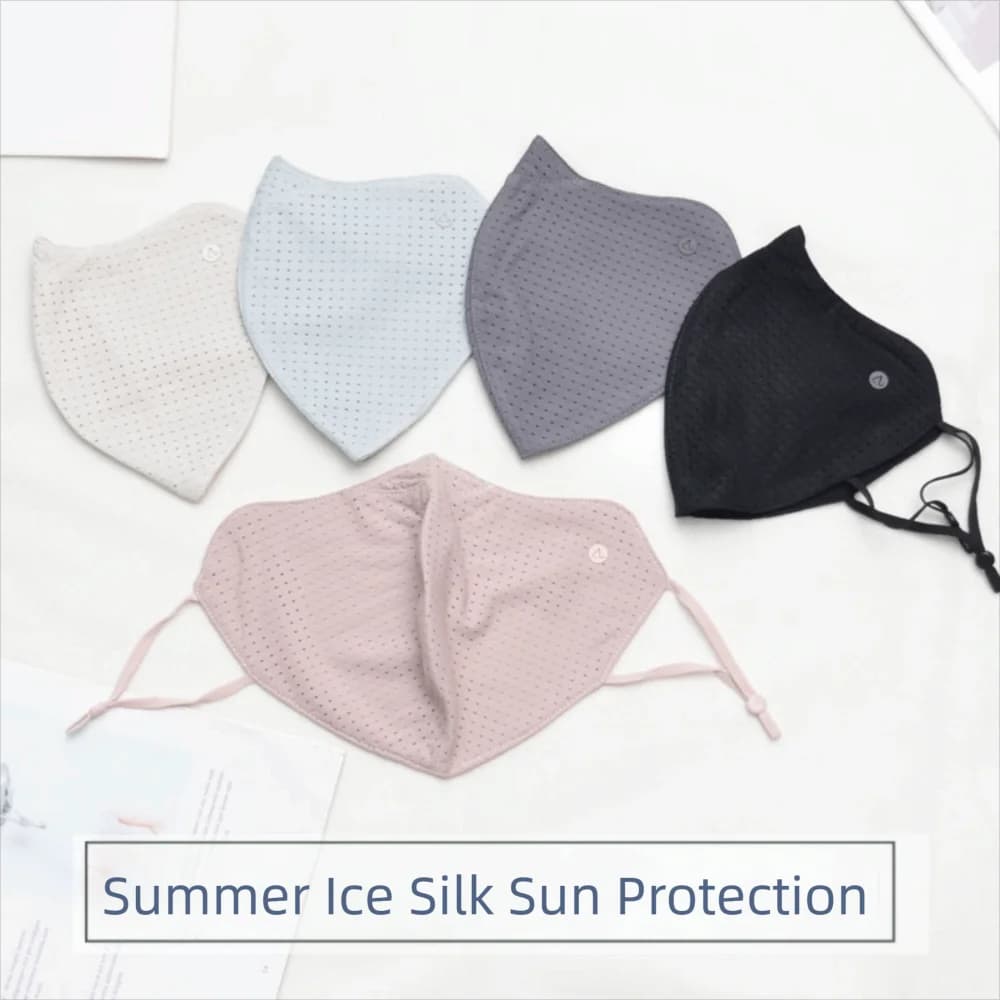 New Breathable Ice Silk Mask Anti-UV Washable Anti-sun Mask Dustproof Mesh Sunscreen Mask Outdoor Sports