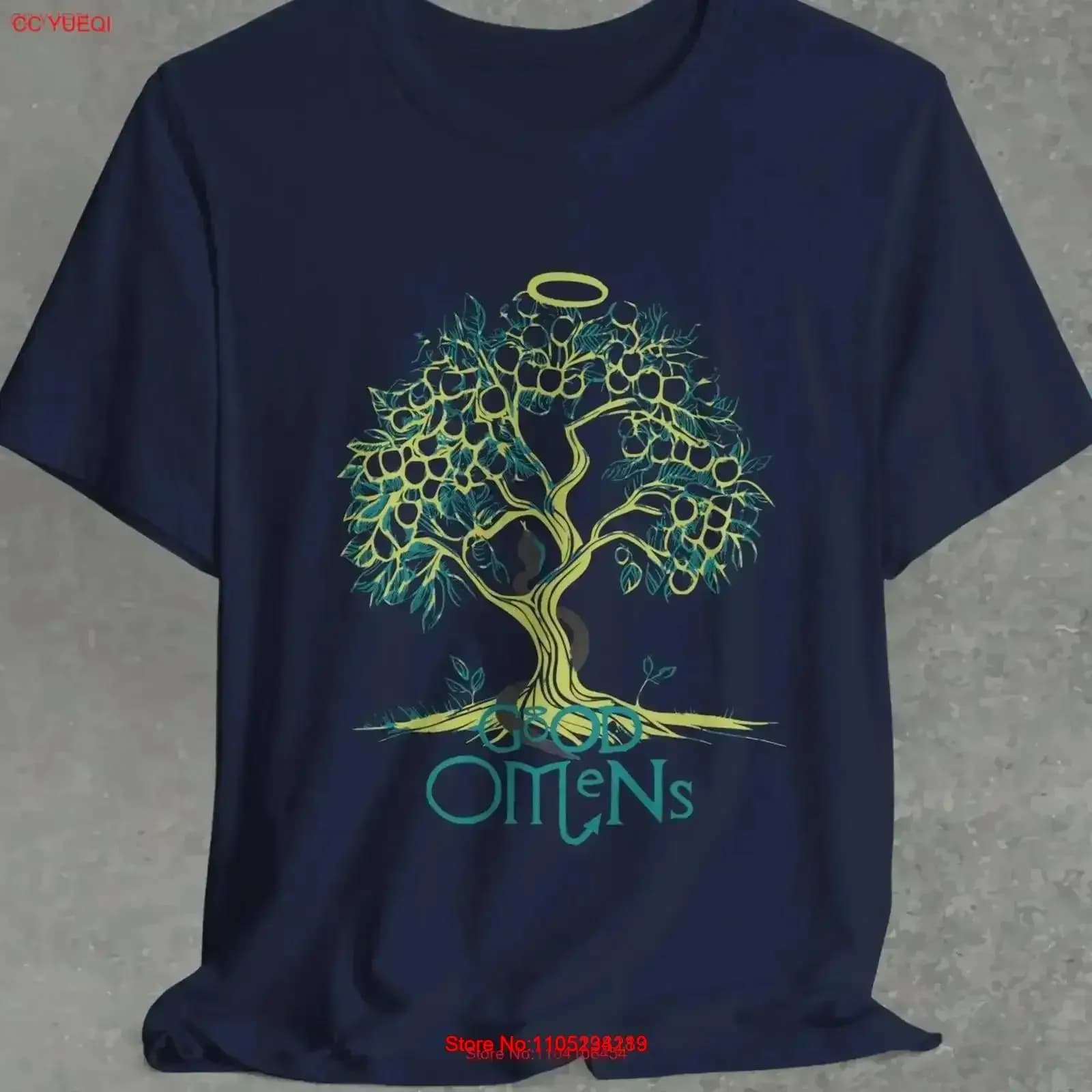 T-shirt Good Omens Knowledge Tree Doodle Aziraphale and Crowley Comic Sweater With Fandom Jersey vintage washed fashion