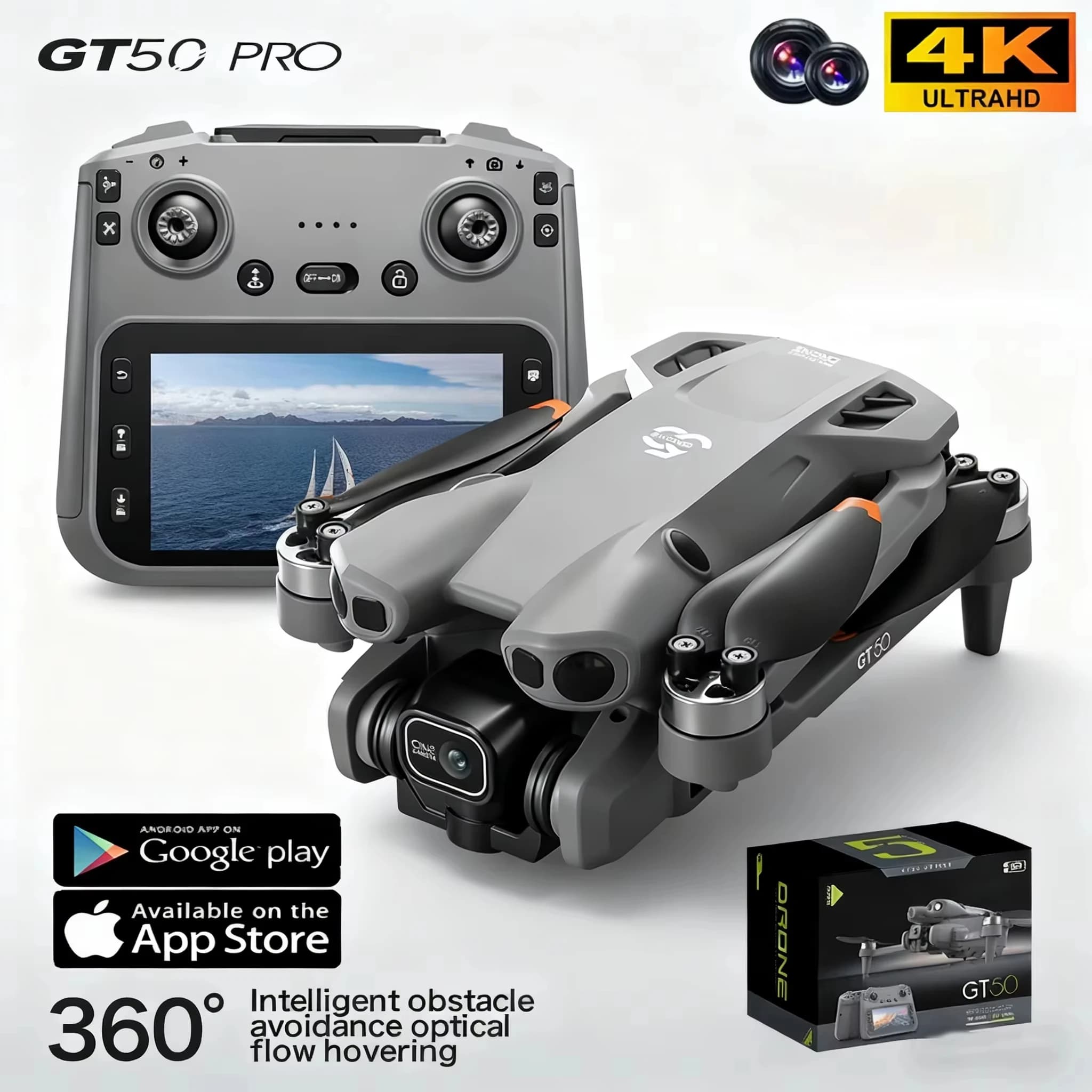 Nuovo regalo 2026 Drone professionale GT50PRO aggiornato con drone video doppia fotocamera 4K Quadcopter 360 ° Evitamento intelligente degli ostacoli