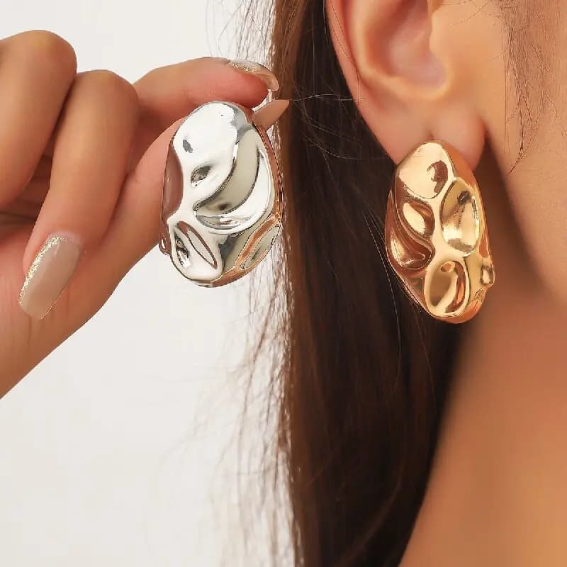 Orecchini a Perno Ovali Minimalisti e Unici, Gioielli Eleganti in Stile Europeo Geometrico per Ufficio da Donna