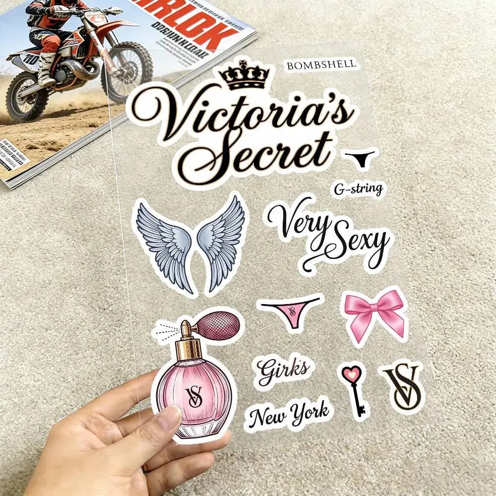 Poster V-ic-tor-ia Se-cr-et Reflective Motorcycle Stickers Waterproof Vinyl Decals For Motorbike Helmet Fuel Tank Bike