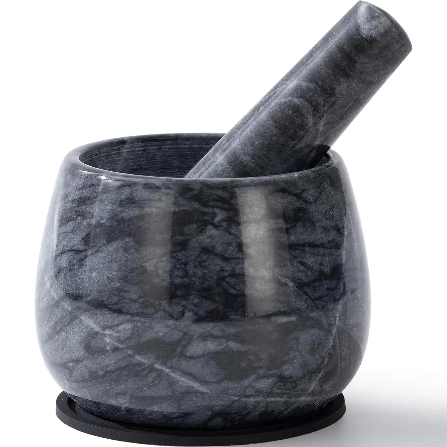 Natural Marble Mortar and Pestle Set, Heavy Duty Spice Herb Grinder for Guacamole, Salsa, Pesto, 1.5 Cup