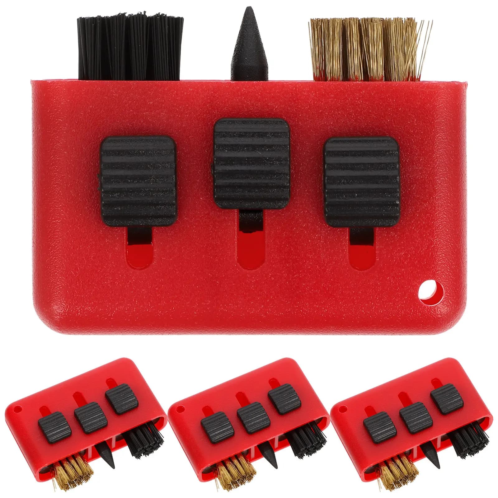 4Pcs Golf Club Cleaner Brush Set Triple Function Groove Sharpening Cleaning Tool Golf Ball Head Brush Club Cleaner