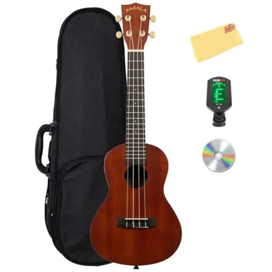 Pacchetto Ukulele da Concerto MK-C con Custodia, Accordatore Austin Bazaar, DVD Didattico e Panno per Lucidatura
