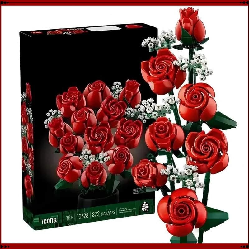 Blocchi da costruzione, regalo di San Valentino per donne/uomini, per decorazioni per la casa, regali per anniversario, bouquet di rose romantiche da 822 pezzi
