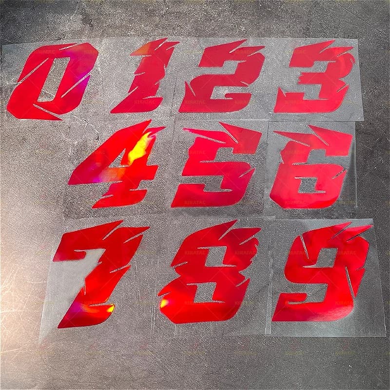 1pc adesivi per numero moto laser rosso impermeabili per rimontare casco da moto carenatura bicicletta scooter decalcomanie in vinile universali