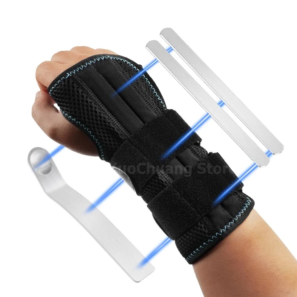 Tutore di supporto per polso 1PC con 3 stecche, supporto per polso del tunnel carpale, supporto per mano sinistra o destra tendinite artrite sollievo dal dolore