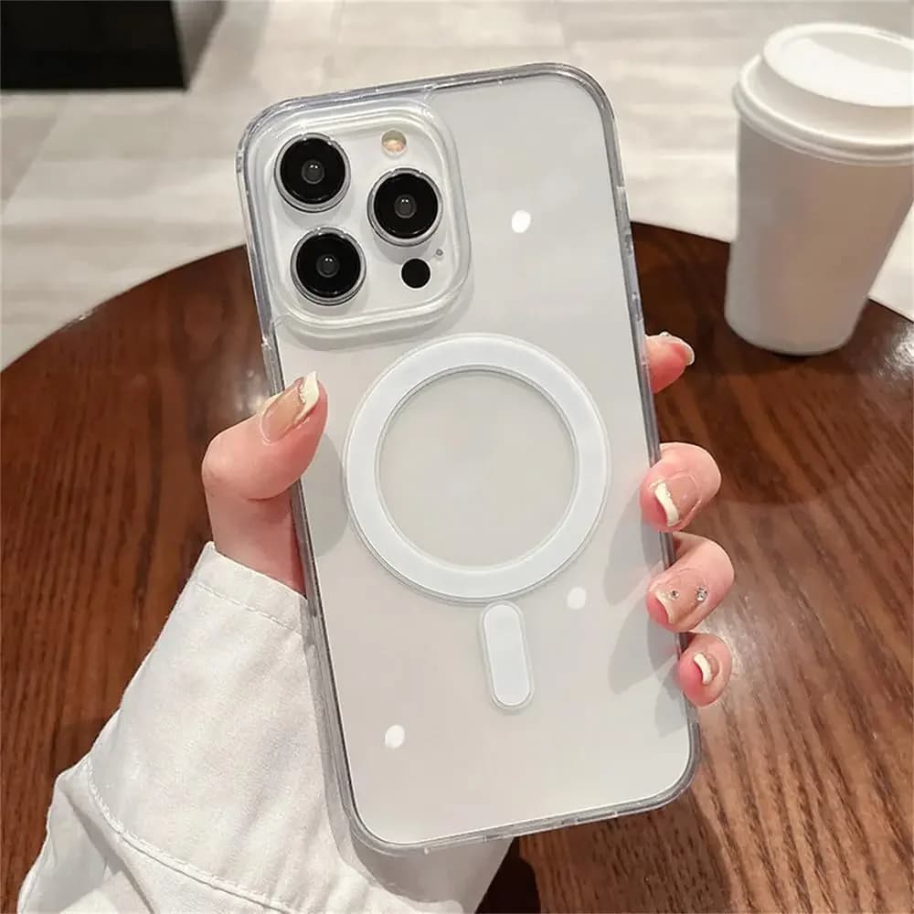 Transparent magnetic case for iPhone 15 14 13 Pro Max for phone cases with Magsafe transparent wireless charging
