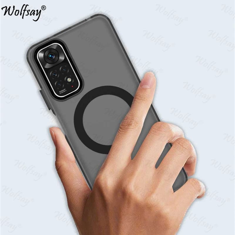 Custodia trasparente per Redmi Note 11 Custodia Redmi Note 11 11S Adsorbimento magnetico Carica wireless Cover posteriore per custodia Redmi Note 11S