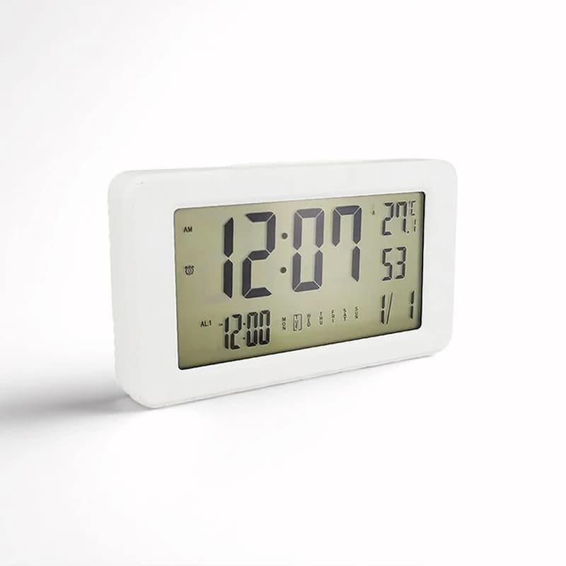 Digital Alarm Clock with Temperature Calendar Weekly Display Board Wall Clock for Bedroom Home Office Bathroom Battery Operated