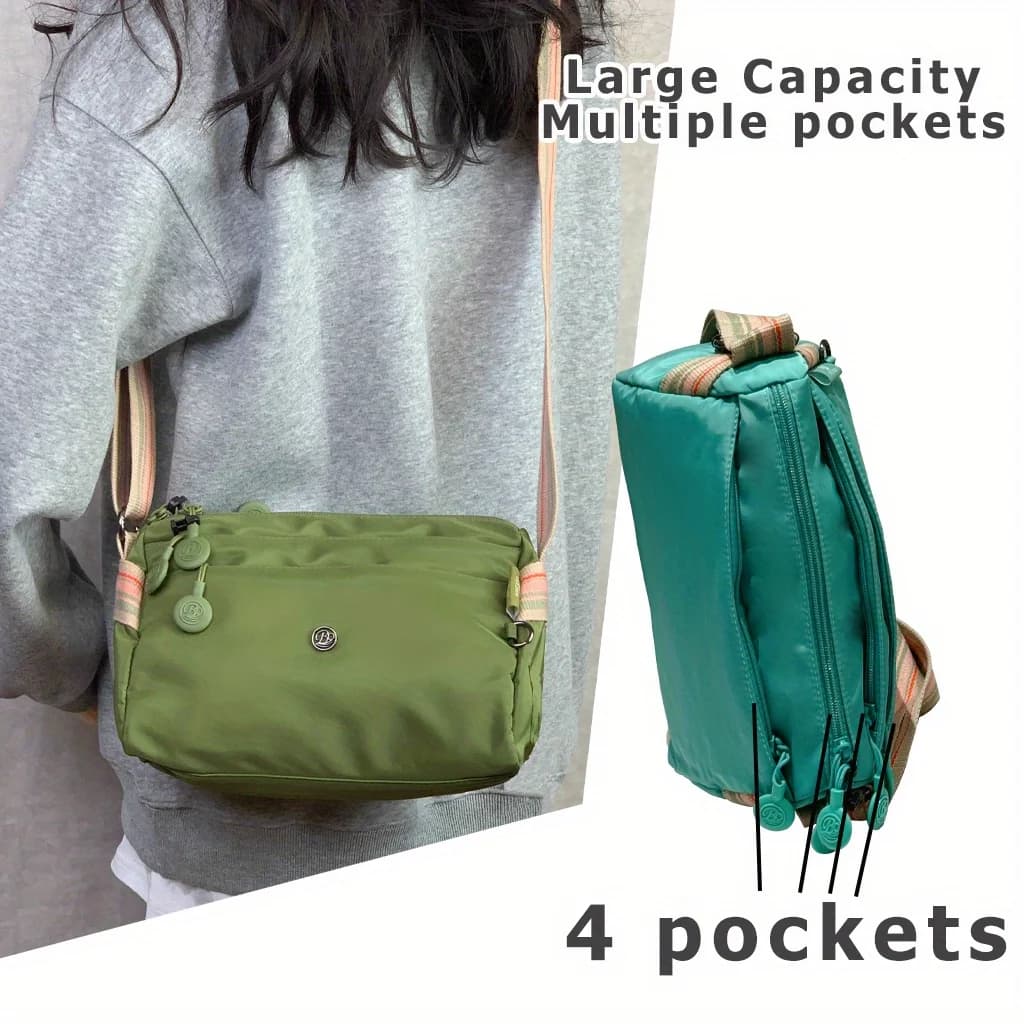 Ultra-light Nylon Crossbody Bag for Women Adjustable Wide Strap Lightweight Women's Bag Zipper Closure Stylish Messenger Bag