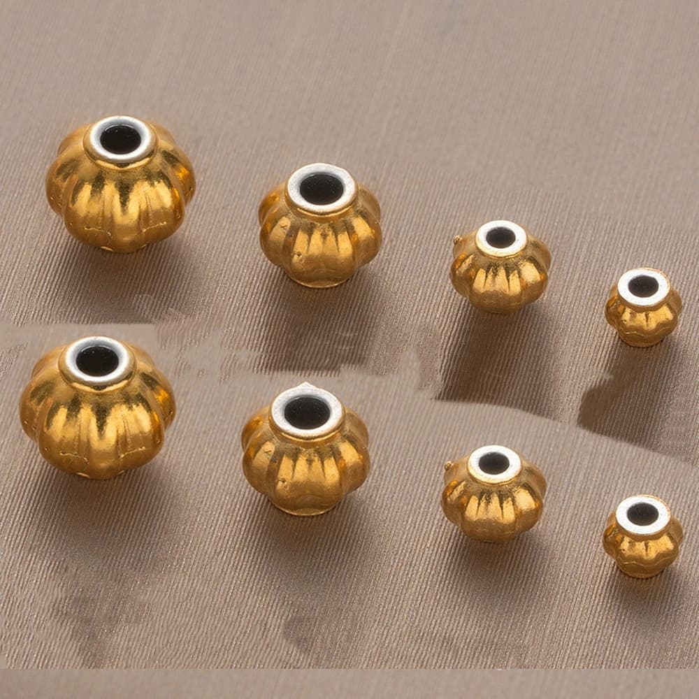 20pcs 3/4/5/6mm Stainless Steel Corrugated Pumpkin Round Beads Metal Spacer for DIY Braceket Necklace Craft Jewelry Making
