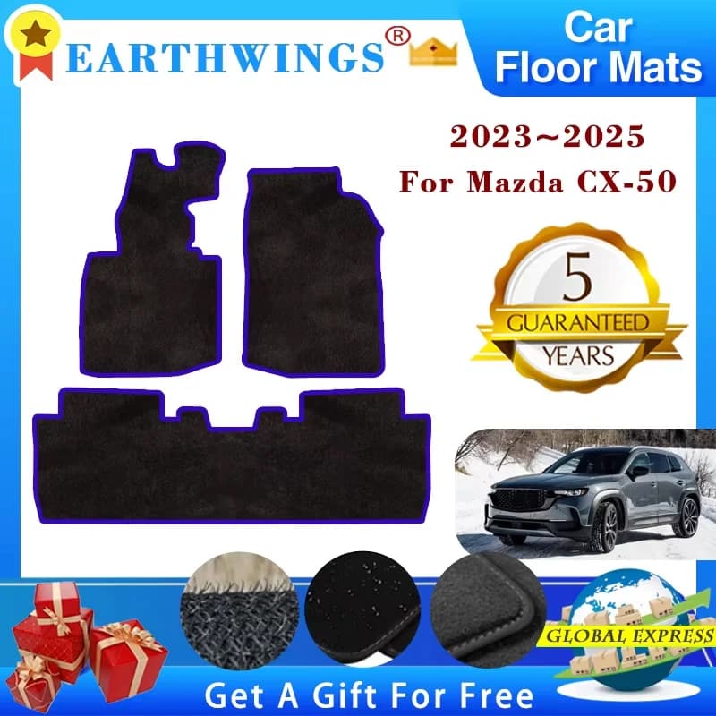 Car Floor Mat For Mazda CX 50 Accessories CX50 CX-50 GT 2023 2024 2025 5Seat Flannel Polyester Foot Carpet Foot Car Full Set Pad