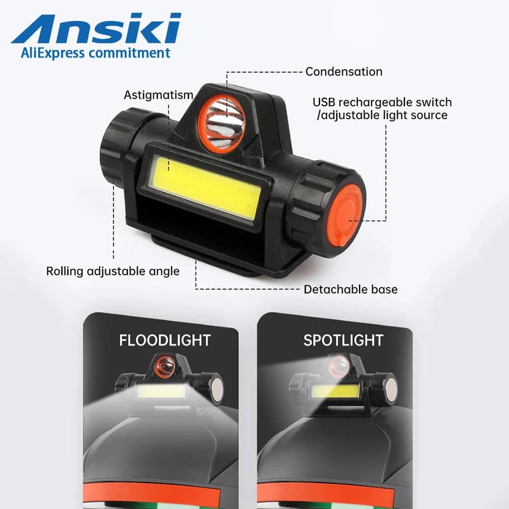 Lampada per copertura viso per saldatura Ricarica USB XPE + COB Faro a doppio scopo Tappo per saldatura ad arco di argon Illuminazione per saldatura Escursionismo notturno all'aperto