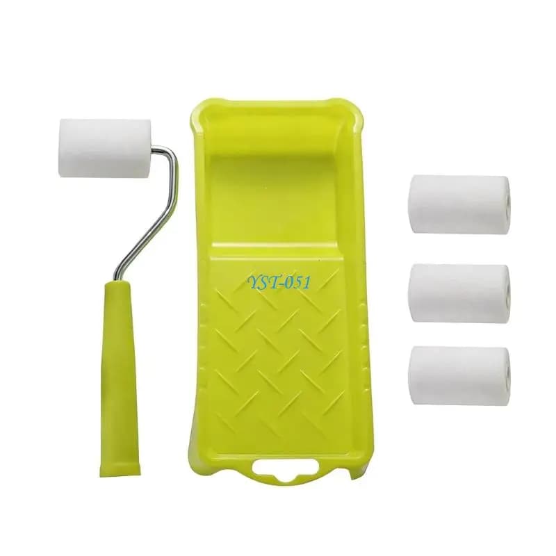 E15A Small Foam Paint Roller Sleeves Painting Brush Tool with Paint Tray for Home Wall Ceiling Decoration Repair Enduring
