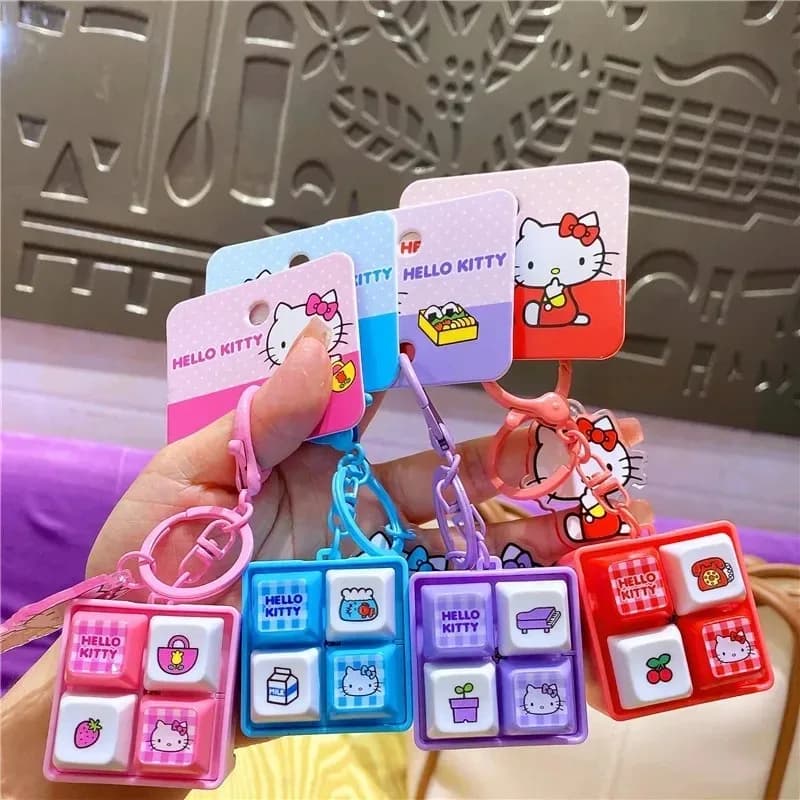 Sanrio Hello Kitty Voice Button Keyring Kt Cat Keycap Stress Relief Toy Cute Keyboard Button Squishy Desk Decor Birthday Gifts #