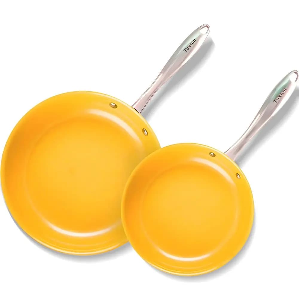 Set di 2 Padelle Antiaderenti Concentrix in Acciaio Inox, Compatibili con Fornelli e Forni, Padelle in Ceramica da 8 e 11 Pollici
