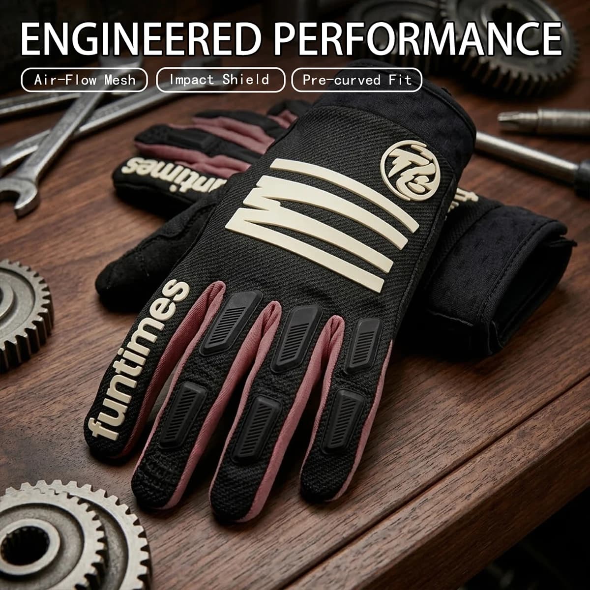 Full Finger Cycling Gloves Touchscreen Anti-Slip Breathable Letter Print Bike Gloves for Men Women MTB Road