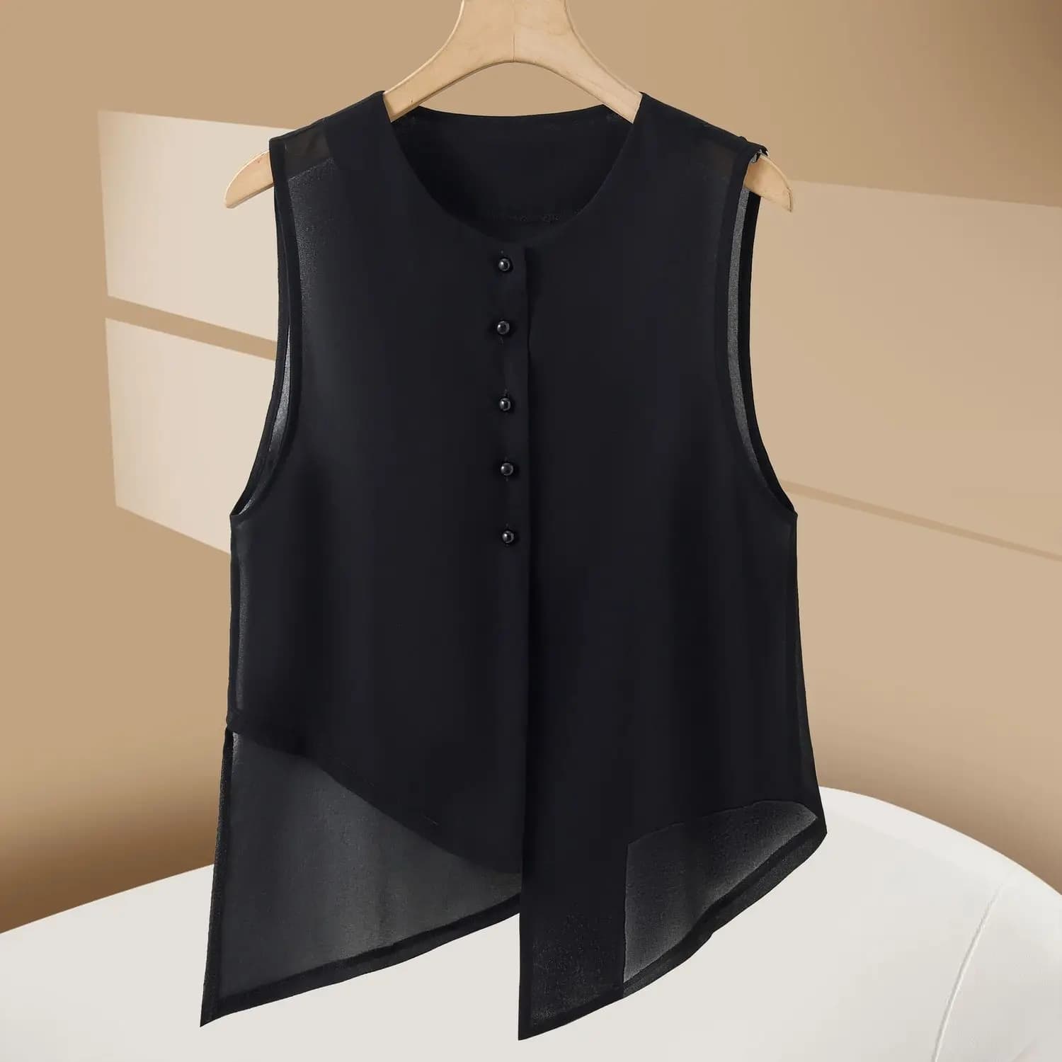 Camicetta Estiva 2026 Chic da Donna, Top Senza Maniche Irregolare Sottile, Blusa Casual Larga per Protezione Solare