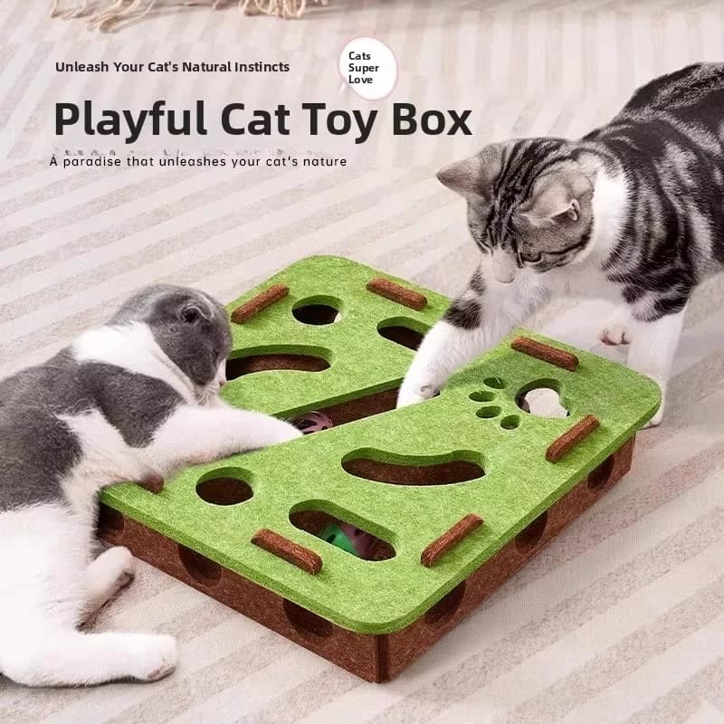 Toy jigsaw puzzle for cats Felt jigsaw puzzle box Cat toys with ball Indoor sports entertainment Hunting Cat toys for indoor cats