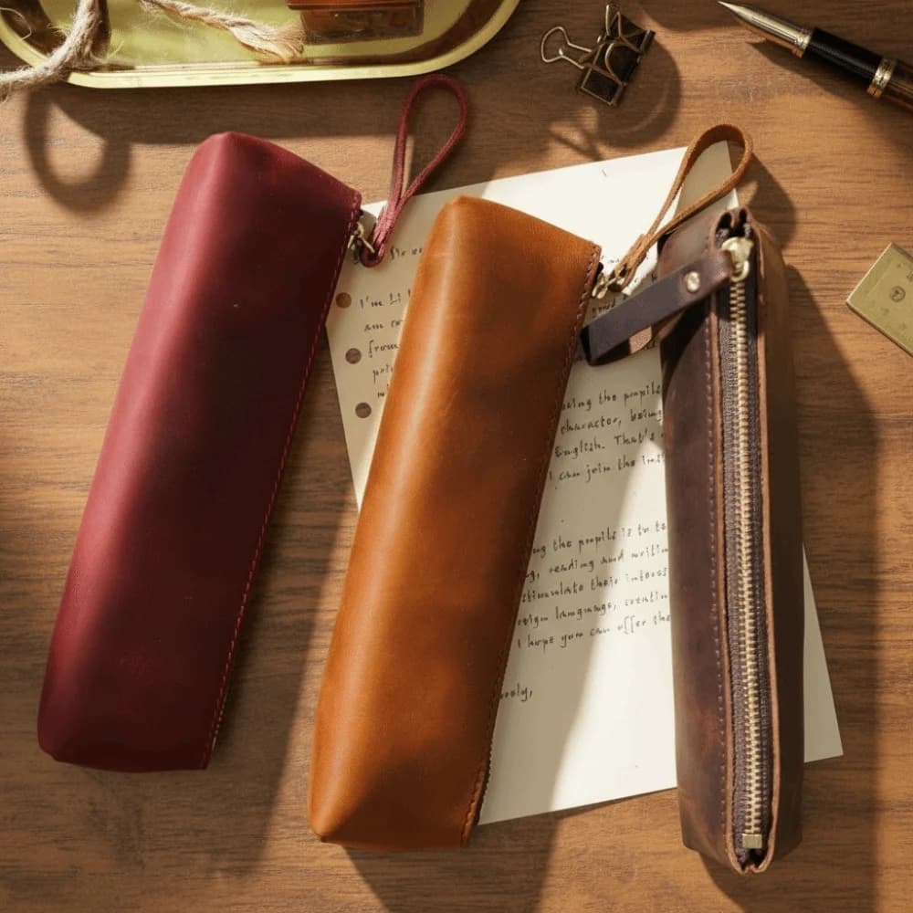 Astuccio Portatile in Pelle PU per Pennelli da Trucco con Chiusura a Cerniera, Antipolvere, per Studenti